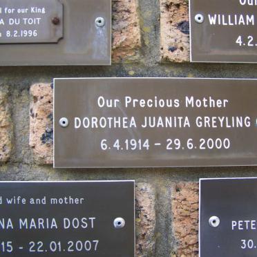 GREYLING Dorothea Juanita 1914-2000