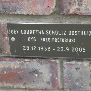 UYS Joey Louretha Scholtz Oosthuizen nee PRETORIUS 1938-2005