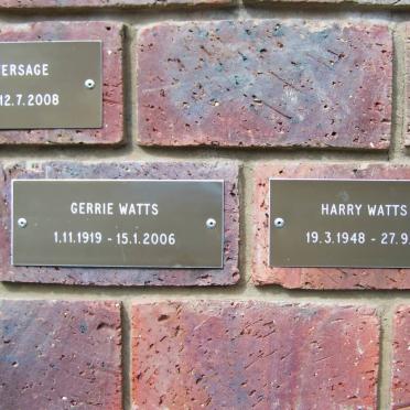 WATTS Gerrie 1919-2006 :: WATTS Harry 1948-2006