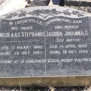 ? Nicolaas Stephanus 1862-1957 &amp; Jacoba Johanna G. HURTER 1862-1946