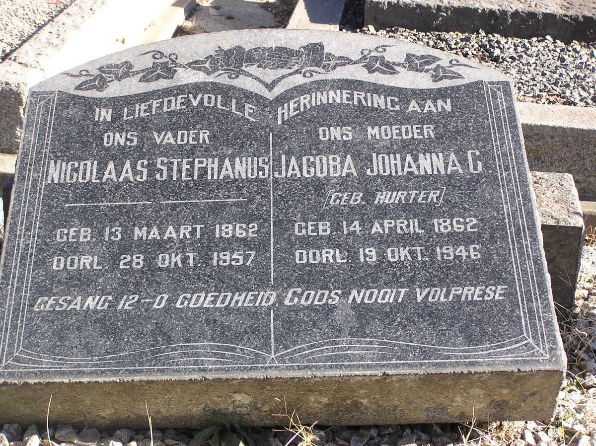 ? Nicolaas Stephanus 1862-1957 &amp; Jacoba Johanna G. HURTER 1862-1946