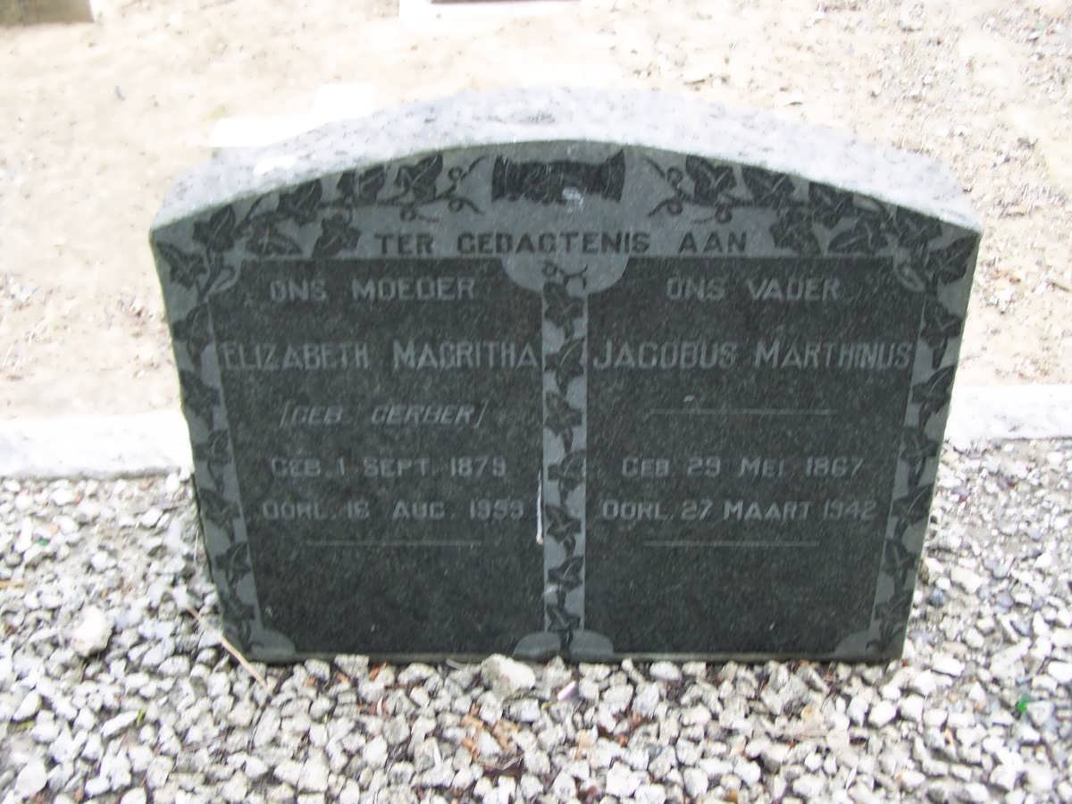 ? Jacobus Marthinus 1867-1942 &amp; Elizabeth Margritha GERBER 1879-1959