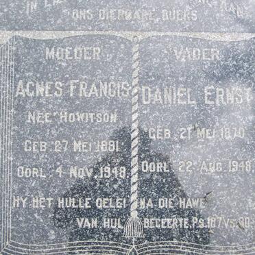 ? Daniel Ernst 1870-1948 &amp; Agnes Frances HOWITSON 1881-1948