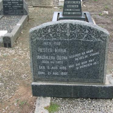 BOTHA Hester Maria Magdalena nee DU TOIT 1895-1952