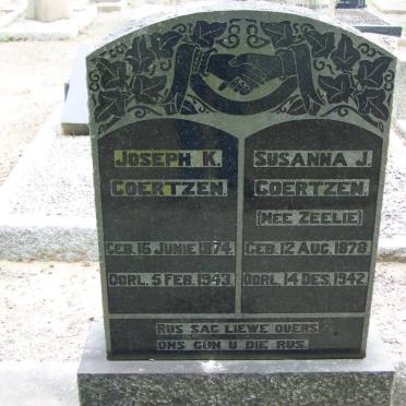 COERTZEN Joseph K. 1874-1943 &amp; Susanna J. ZEELIE 1878-1942
