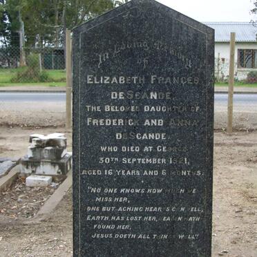 DESCANDE Elizabeth Frances, de  -1921