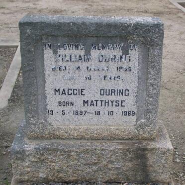 DURING William -1965 &amp; Maggie MATTHYSE 1897-1969