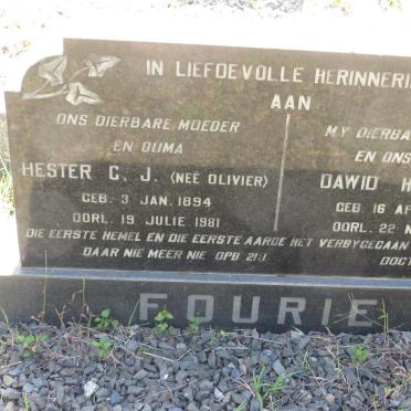 FOURIE Dawid Hermanus 1871-1944 &amp; Hester C.J. OLIVIER 1894-1981