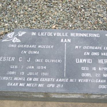 FOURIE Dawid Hermanus 1871-1944 &amp; Hester C.J. OLIVIER 1894-1981