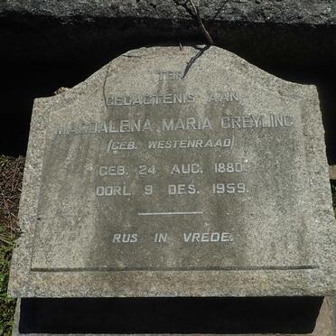 GREYLING Magdalena Maria nee WESTENRAAD 1880-1959