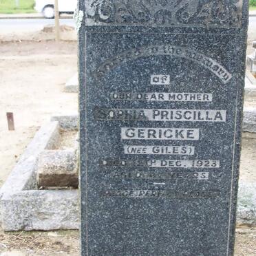 GERICKE Sophia Priscilla nee GILES -1923