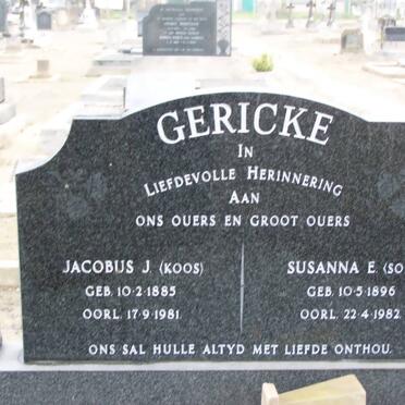 GERICKE Jacobus J. 1885-1981 &amp; Susanna E. 1896-1982