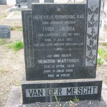 MESCHT Hendrik Marthinus, van der 1876-1968 &amp; Lydia Jacoba LODEWYK 1885-1963