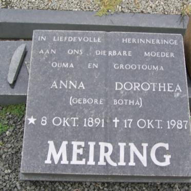MEIRING Anna Dorothea nee BOTHA 1891-1987