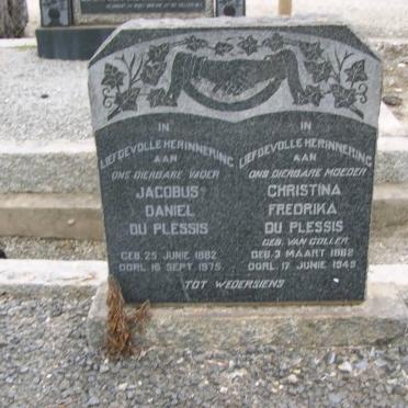 PLESSIS Jacobus Daniel, du 1882-1975 &amp; Christina Fredrika VAN COLLER 1882-1949
