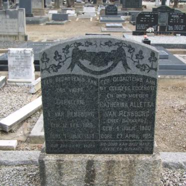 RENSBURG Cornelius E., van 1880-1959 &amp; Catherina Alletta BARNARD 1880-1951