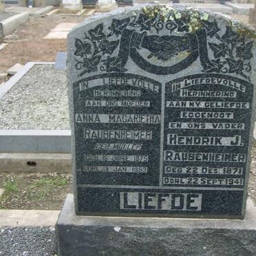 RAUBENHEIMER Hendrik J. 1871-1941 &amp; Anna Magarietha MULLER 1875-1953