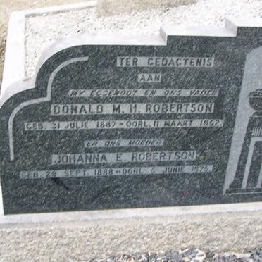 ROBERTSON Donald M.H. 1887-1962 &amp; Johanna E. 1888-1975