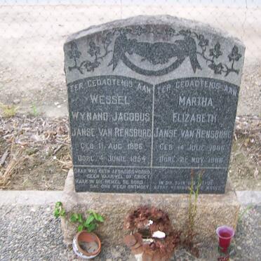 RENSBURG Wessel Wynand Jacobus, Janse van 1886-1964 &amp; Martha Elizabeth 1896-1986