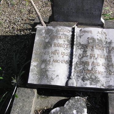 ROOYEN G.H., van 1857-1950 &amp; Helen E. DU PREEZ 1884-1923 