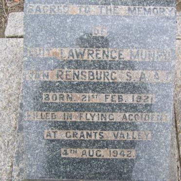 RENSBURG Lawrence Munro, van 1921-1942