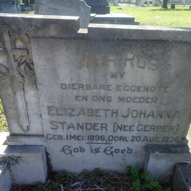 STANDER Elizabeth Johanna nee GERBER 1896-1936