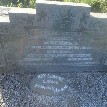 STEVENS Frederick John 1882-1944 &amp; Catherine Jacoba KOEN 1882-1956 :: CROUS Kay Leonore 1944-2018