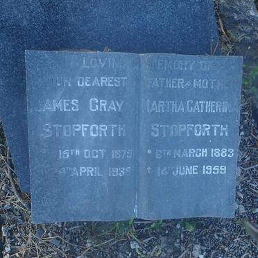 STOPFORTH James Gray 1875-1938 &amp; Martha Catherina 1883-1959