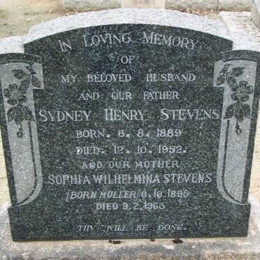 STEVENS Sydney Henry 1889-1952 &amp; Sophia Wilhelmina MULLER 1896-1963
