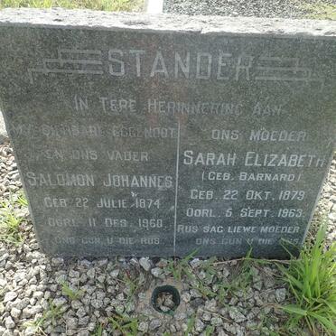 STANDER Salomon Johannes 1874-1960 &amp; Sarah Elizabeth BARNARD 1879-1963