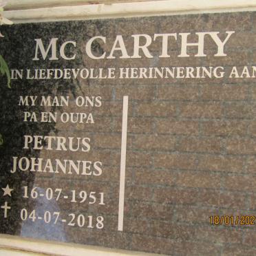 MCCARTHY Petrus Johannes 1951-2018