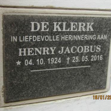 KLERK Henry Jacobus, de 1924-2016