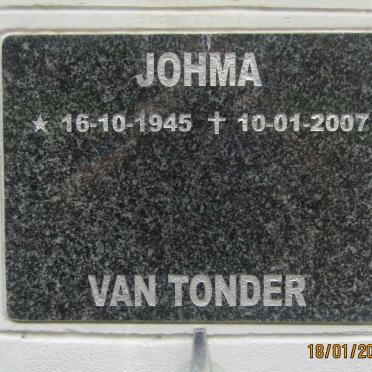 TONDER Johma, van 1945-2007