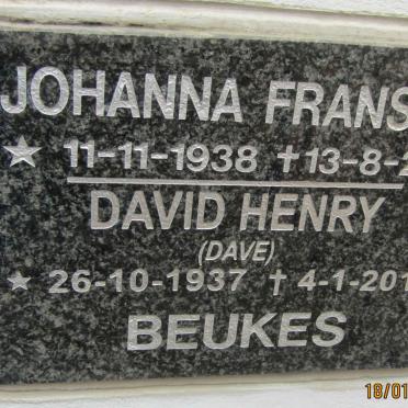 BEUKES David Henry 1937-2015 &amp; Johanna Fransina 1938-2007