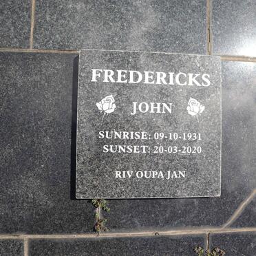 FREDERICKS John 1931-2020