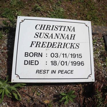 FREDERICKS Christina Susannah 1915-1996
