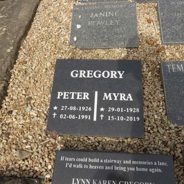 GREGORY Peter 1926-1991 & Myra 1928-2019 :: ROWLEY Janine 1963-1986