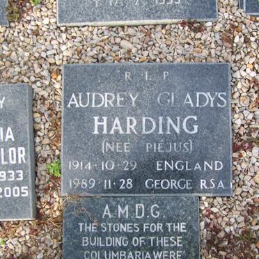 HARDING Audrey Gladys nee PIEJUS 1914-1989