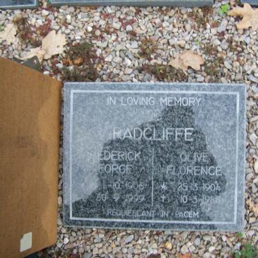 RADCLIFFE Frederick George 1906-1999 &amp; Olive Florence 1904-1988