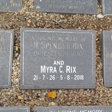 RIX H. Spencer 1923-1993 &amp; Myra 1926-2018
