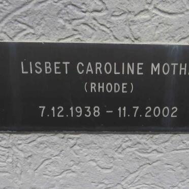 MOTHA Lisbet Caroline nee RHODE 1938-2002