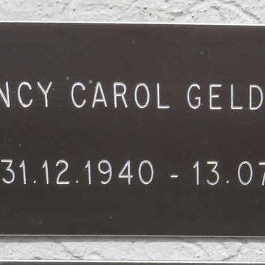 GELDERBLOEM Nancy Carol 1940-2020