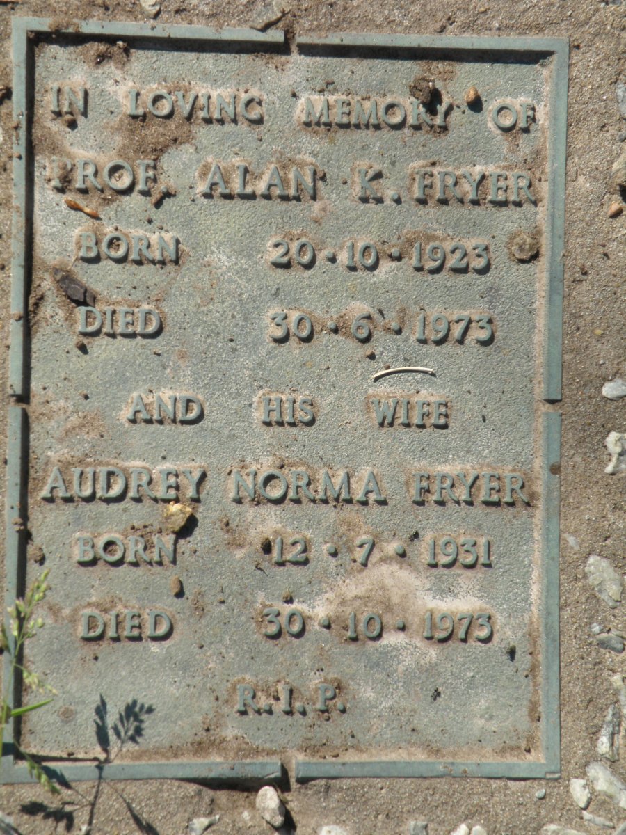 FRYER Alan K. 1923-1973 &amp; Audrey Norma 1931-1973