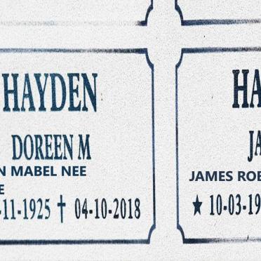 HAYDEN James Robert 1924-2013 :: HAYDEN Doreen Mabel nee GLOYNE 1925-2018