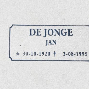 JONGE Jan, de 1920-1995