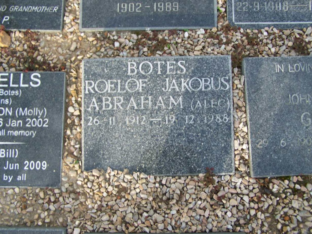 BOTES Roelof Jakobus Abraham 1912-1988