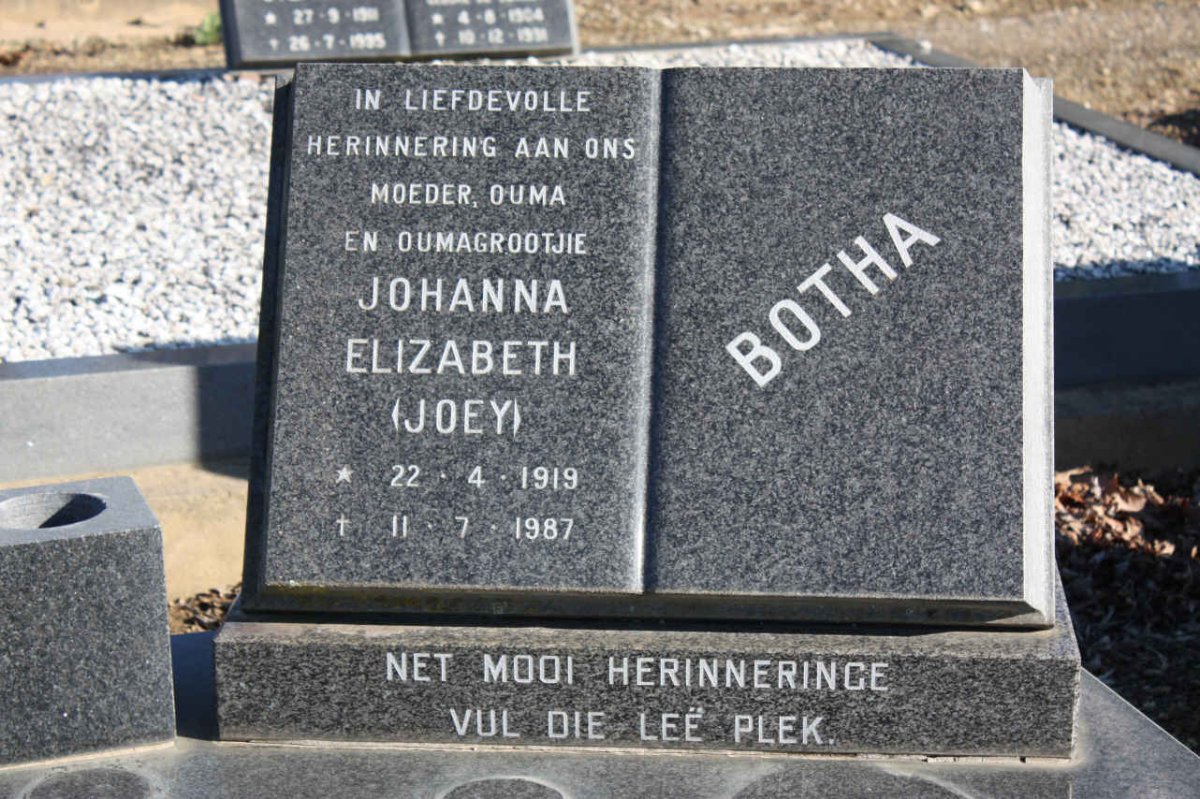 BOTHA Johanna Elizabeth 1919-1987