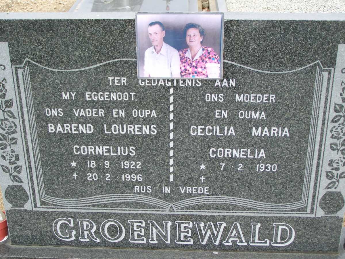 GROENEWALD Barend Lourens Cornelius 1922-1996 &amp; Cornelia 1930-