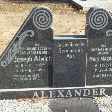 ALEXANDER Joseph Alwich 1922-1992 &amp; Mary Magdalene 1926-2009