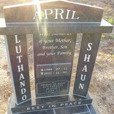 APRIL Luthando Shaun 1984-2021